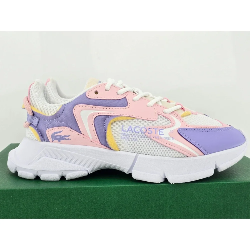 Lacoste L003 Neo 225 6 SUJ Kids Size 3 Pink Purple White Sneakers - New